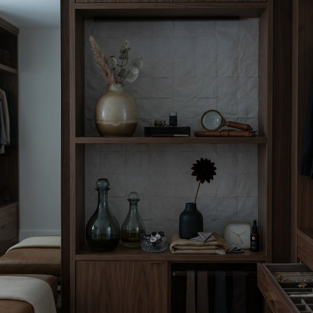 The same wardrobe without GlowSense, naturally dark and unlit